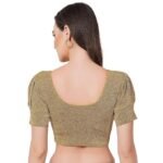 Readymade Shining Lycra Stretchable Round Neck Half Sleeve Blouses || Womens Mettalic Stretchable Readymade Blouses - Image 4